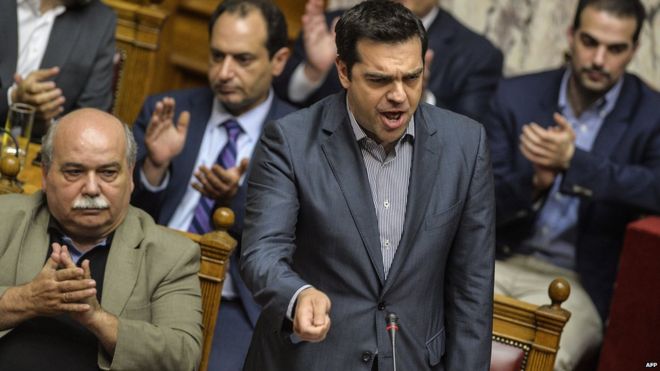 Prime Minister Alexis Tsipras addresses MPs. 11 July 2015