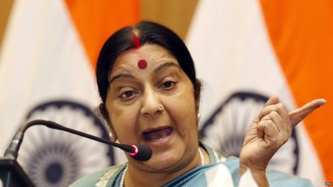 Indian Foreign Minister Sushma Swaraj In Pakistan For Talks 0315