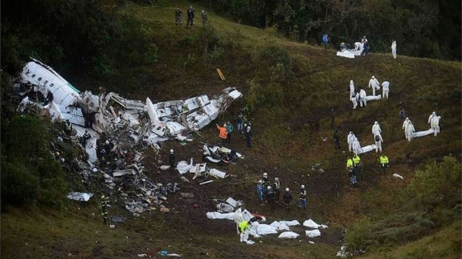 Ndege hiyo ya LaMia ilianguka karibu na mji wa Medellin, Colombia mnamo 28 Novemba