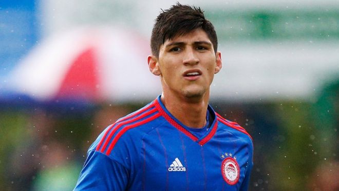 Alan Pulido of Olympiakos, file image from July 2015