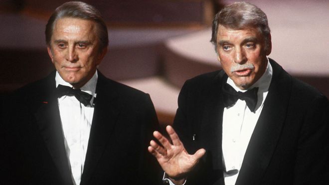 Kirk Douglas with Burt Lancaster in 1985