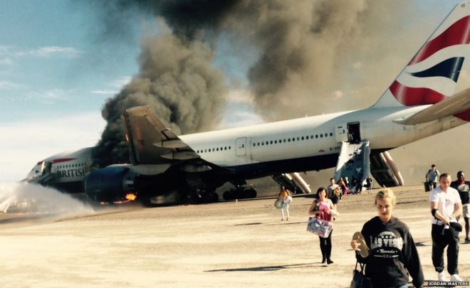 British Airways flight on fire