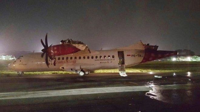 The damage suffered by the Transnusa plane