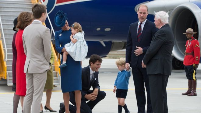 The royals were met by Canadian Prime Minister Justin Trudeau, among others, when they arrived in Victoria, the capital of British Columbia.