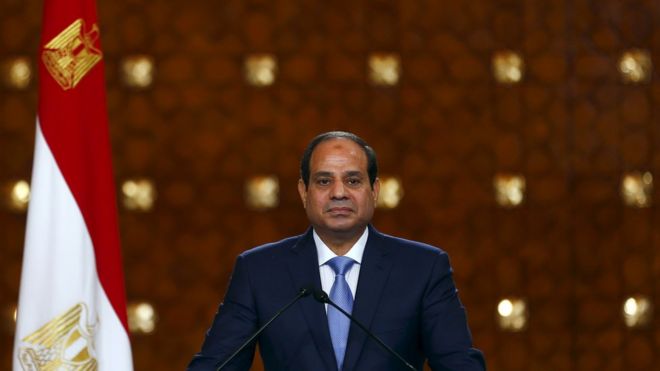 Egypt's President Abdul Fattah al-Sisi speaks during a news conference April 2015