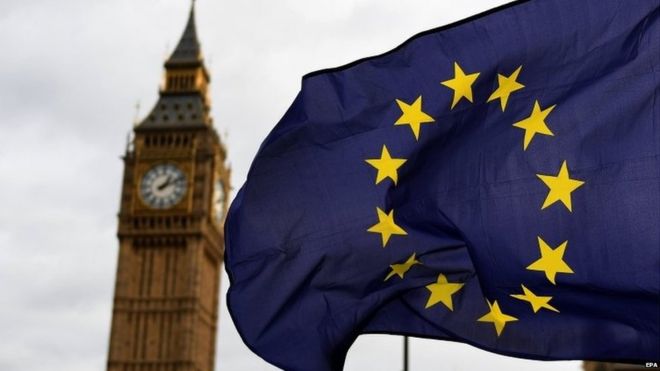 EU flag outside Parliament