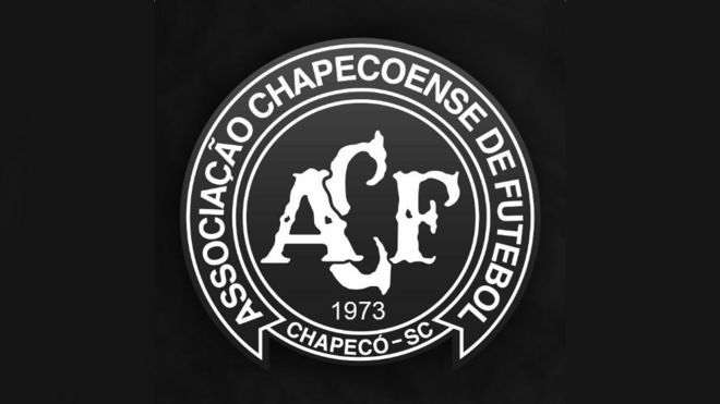 Chapecoense crest blacked out as a mark of respect and mourning