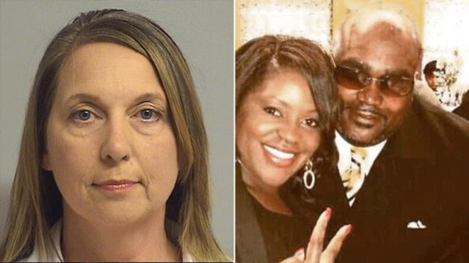 Officer Betty Shelby (L) shot and killed Terence Crutcher, pictured with his twin sister