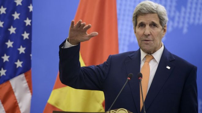Ngoại trưởng Mỹ John Kerry khi thăm Việt Nam ngày 7/8/2015