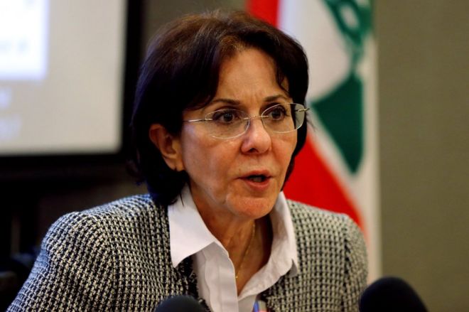 UN Under Secretary General Rima Khalaf speaks during a news conference in Beirut, Lebanon, 15 March