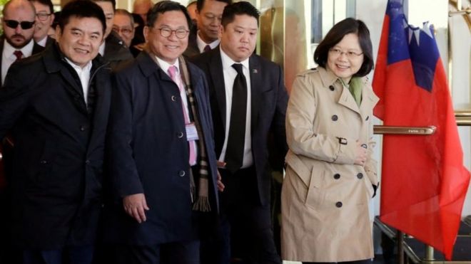 蔡英文此次前往中美洲国家洪都拉斯、尼加拉瓜、危地马拉和萨尔瓦多访问,去程在美国休斯敦过境,返程在美国旧金山过境。