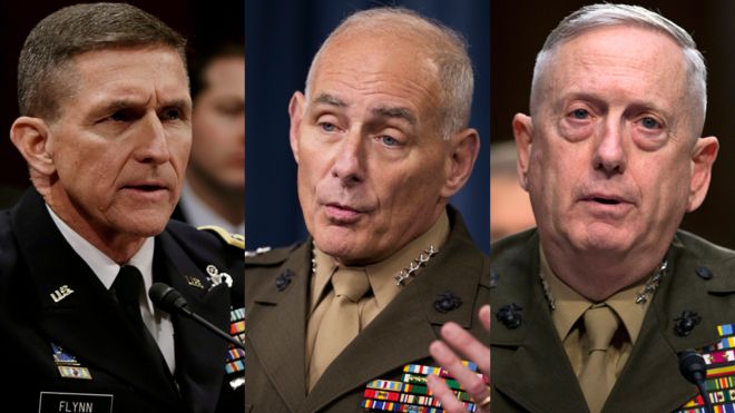 Michael Flynn, John Kelly e James Mattis
