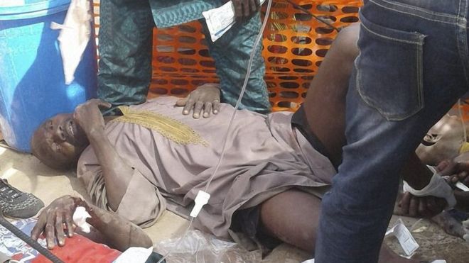 Injured people in the camp in Rann, Nigeria, 17 January