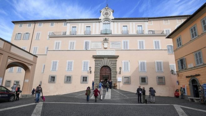 Outside view of the Apostolic Palace of Castel Gandolfo