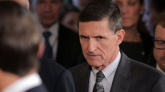 Michael Flynn arrives at the White House in Washington, February 13, 2017