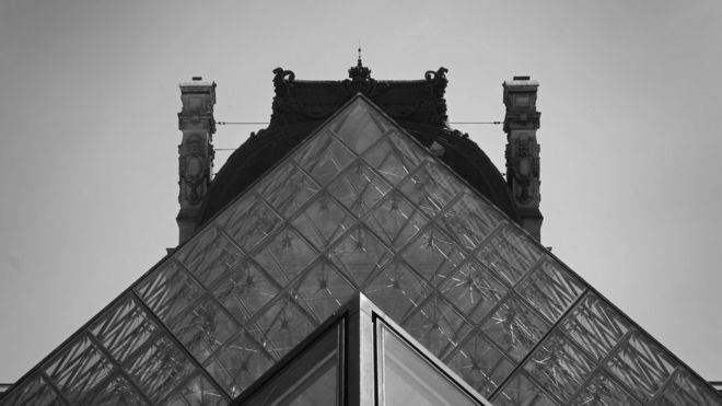 The glass roof of the Louvre's pyramid