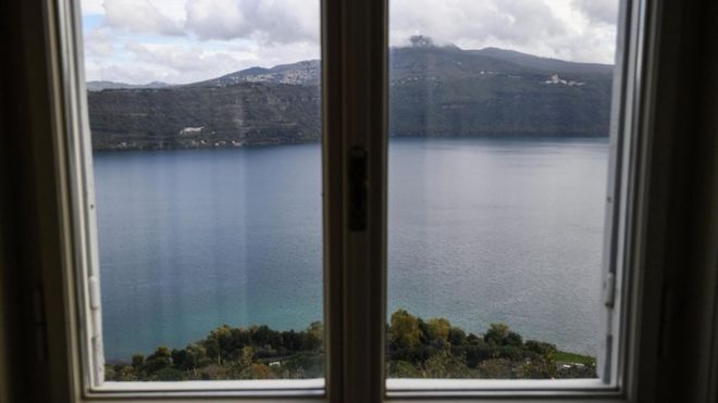 Window overlooking lake Albano