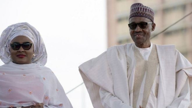 Rais wa Nigeria Muhammadu Buhari na mkewe Aisha