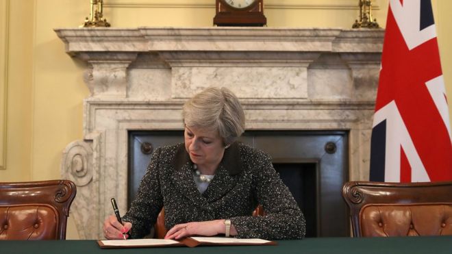 Theresa May signs Article 50 letter