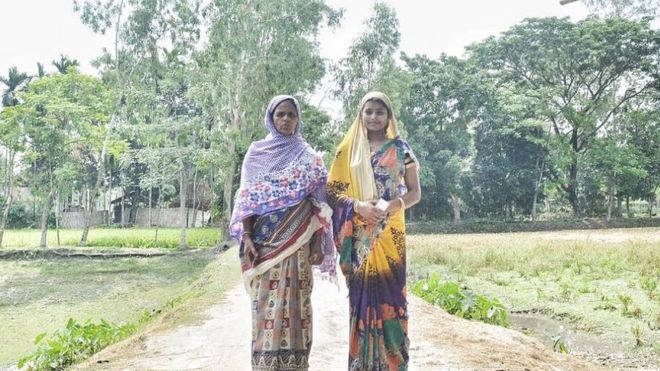 Rokeya Bibi, 20, went to the polling booth with her mother-in-law Majia Bibi.