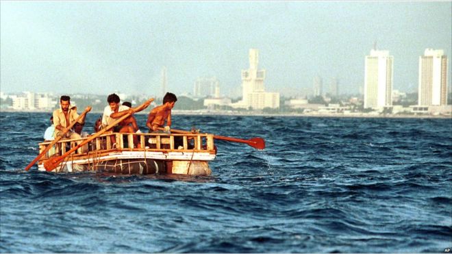 Cuban rafters leave Havana's coast
