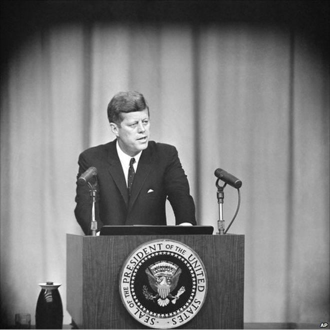 President John Kennedy in the dramatic showdown over missile bases in Cuba Nov. 1, 1962