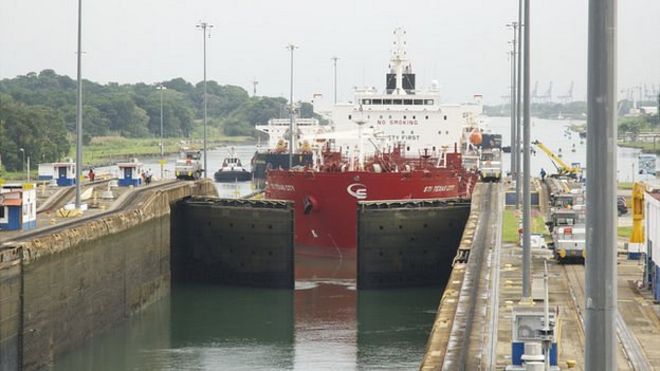 A ship at the Panama Canal
