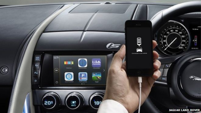Smartphone and apps in Jaguar car