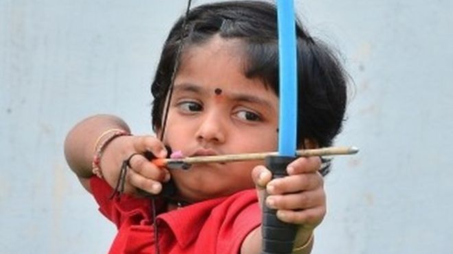 A two-year-old Indian girl has set a new <b>national record</b> in archery, <b>...</b> - _81884276_81884274