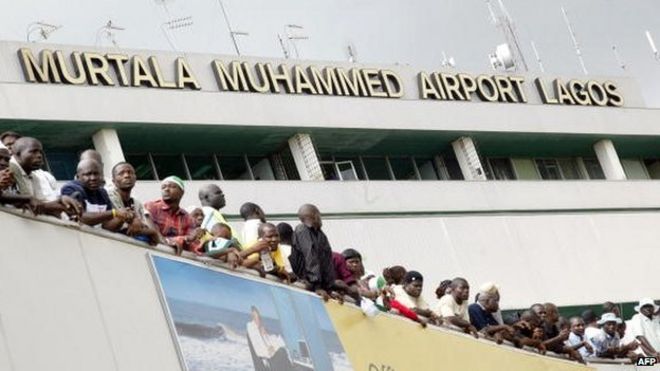 People at the airport in Lagos, Nigeria - archive shot