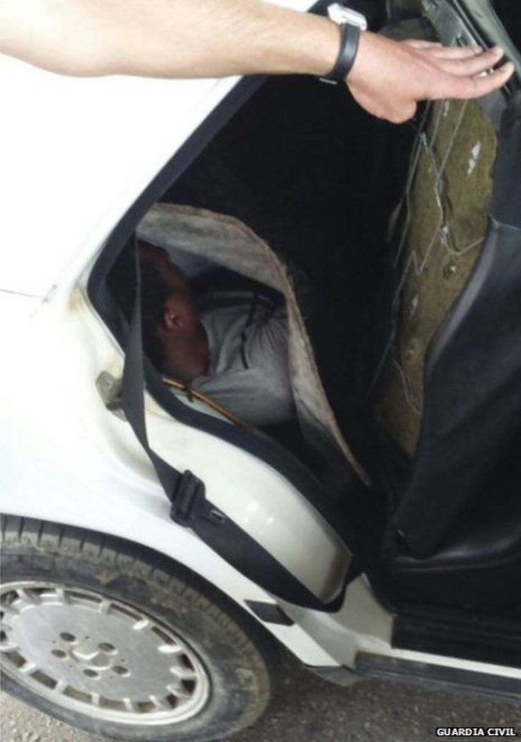 Guinea migrant found behind back seat - Guardia Civil pic