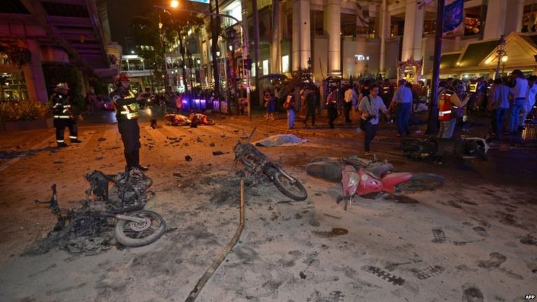 Site of bomb in Bangkok, 17 Aug