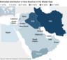 Map showing distribution of Shia Muslims in the Middle East
