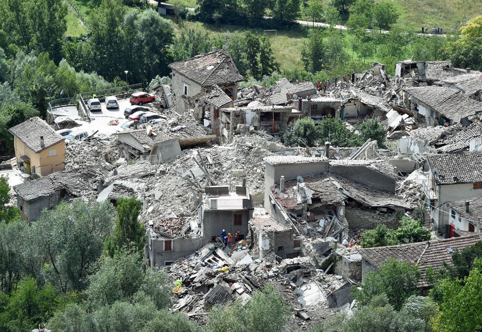A general view of Pescara del Tronto town destroyed by the earthquake - 24 August 2016