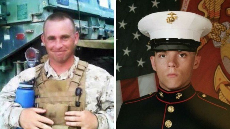 Gunnery Sgt Thomas Sullivan (left) and Lance Cpl Squire 'Skip' Wells were two of the victims