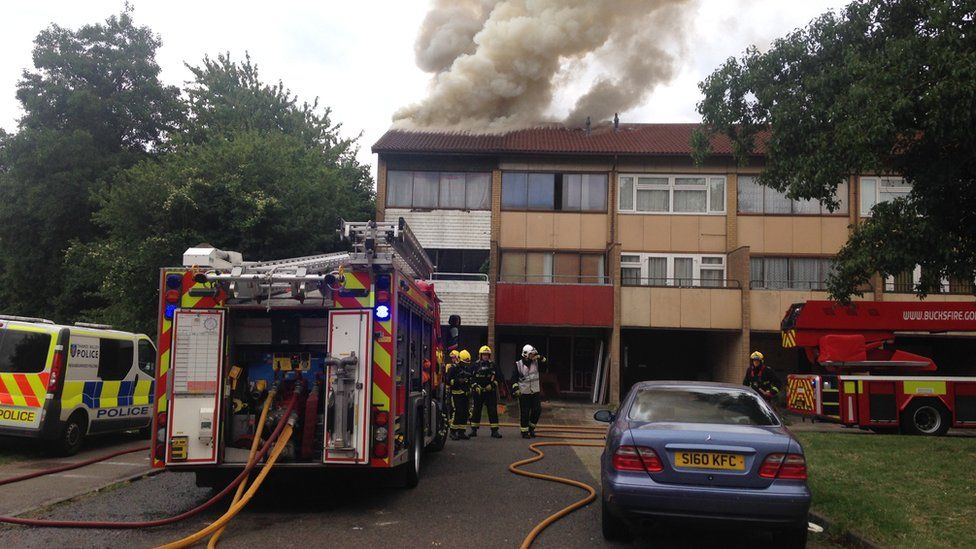 Threehouse fire in Fishermead BBC News