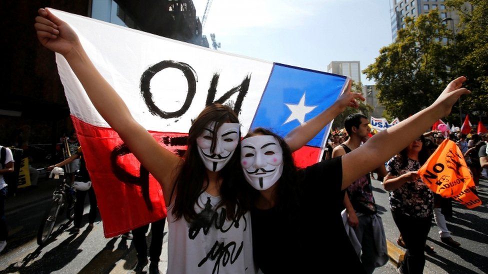 Protesta contra el sistema de pensiones en Chile