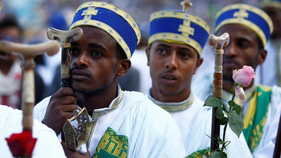 Deacons pictured during the Meskel festival in Addis Ababa, Ethiopia - Tuesday 27 September 2016