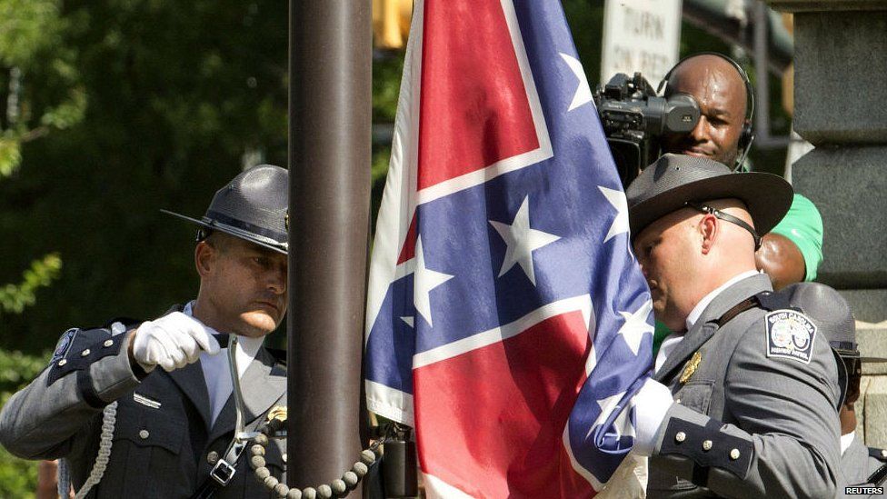 Confederate flag taken down outside South Carolina state house in Columbia. 10 July 2015