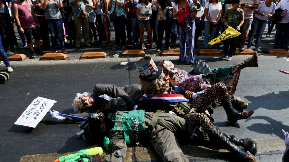 Protesta contra el sistema de pensiones en Chile