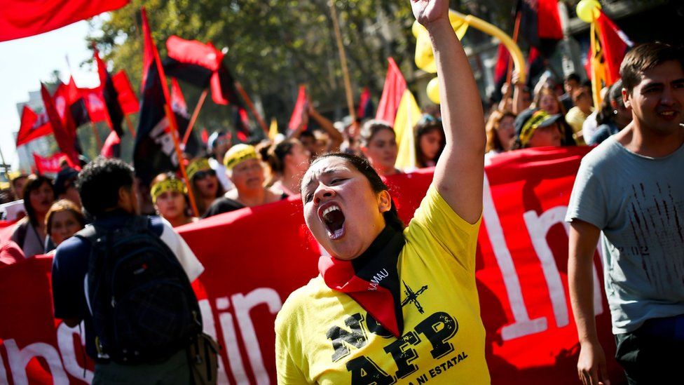 Protesta contra las AFP en Chile