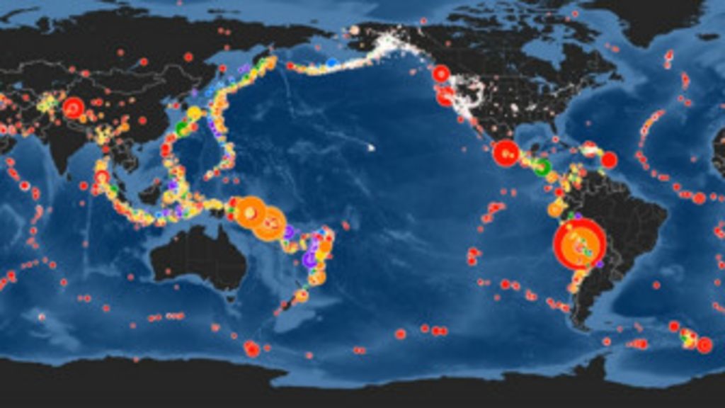 Un mapa del récord de terremotos de abril BBC Mundo