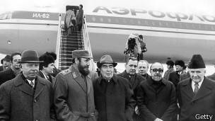 Fidel Castro y el premier Leonid Brezhnev en 1977