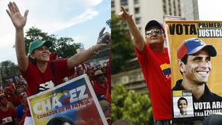 Simpatizantes de Chávez y Capriles