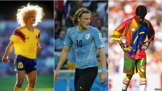 Valderrama, Forlán y Ramos con sus estilso mundialsitas