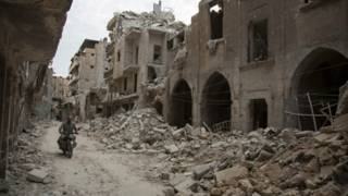 A street destroyed  Aleppo 
