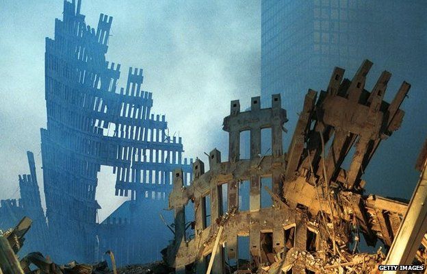 Restos do World Trade Center após o ataque de 11 de setembro de 2001 | Foto: Getty