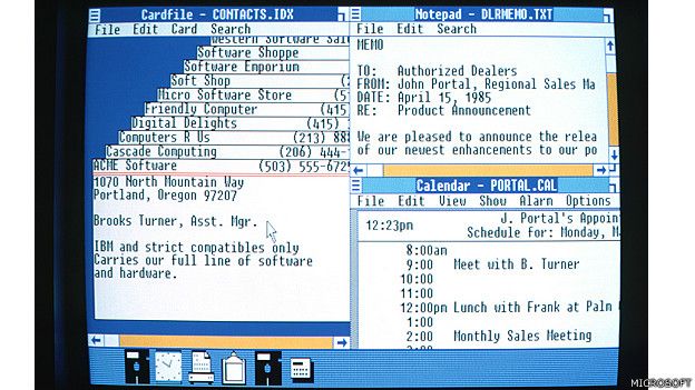 Imagen de la navegación con el Windows 1 de Microsoft, lanzado en 1985