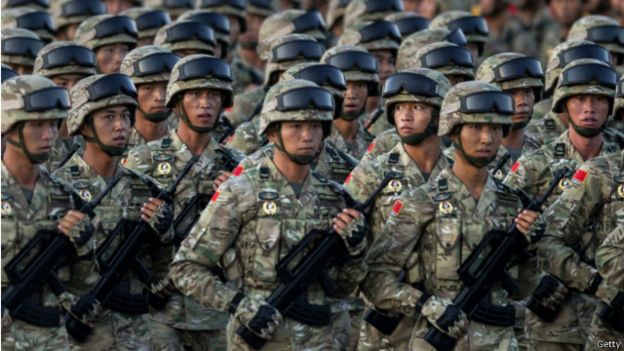 在阅兵式开始前的演讲中，习近平把中国定义为二战中的“东方主战场”，强调中国“为世界反法西斯胜利作出了重要贡献”。