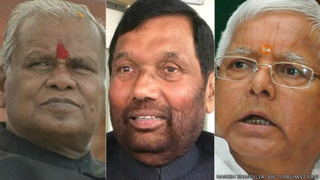 जीतनरम मांझी, राम विलास पासवान और लालू प्रसाद